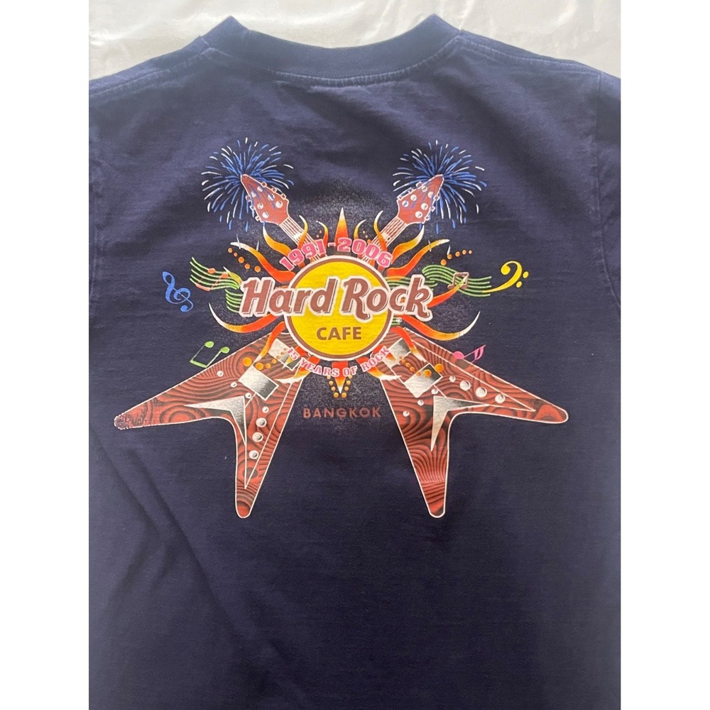 Vintage 90s Hard Rock Cafe Bangkok 15 YEARS‎ OF ROCK  T Shirt Black size Small